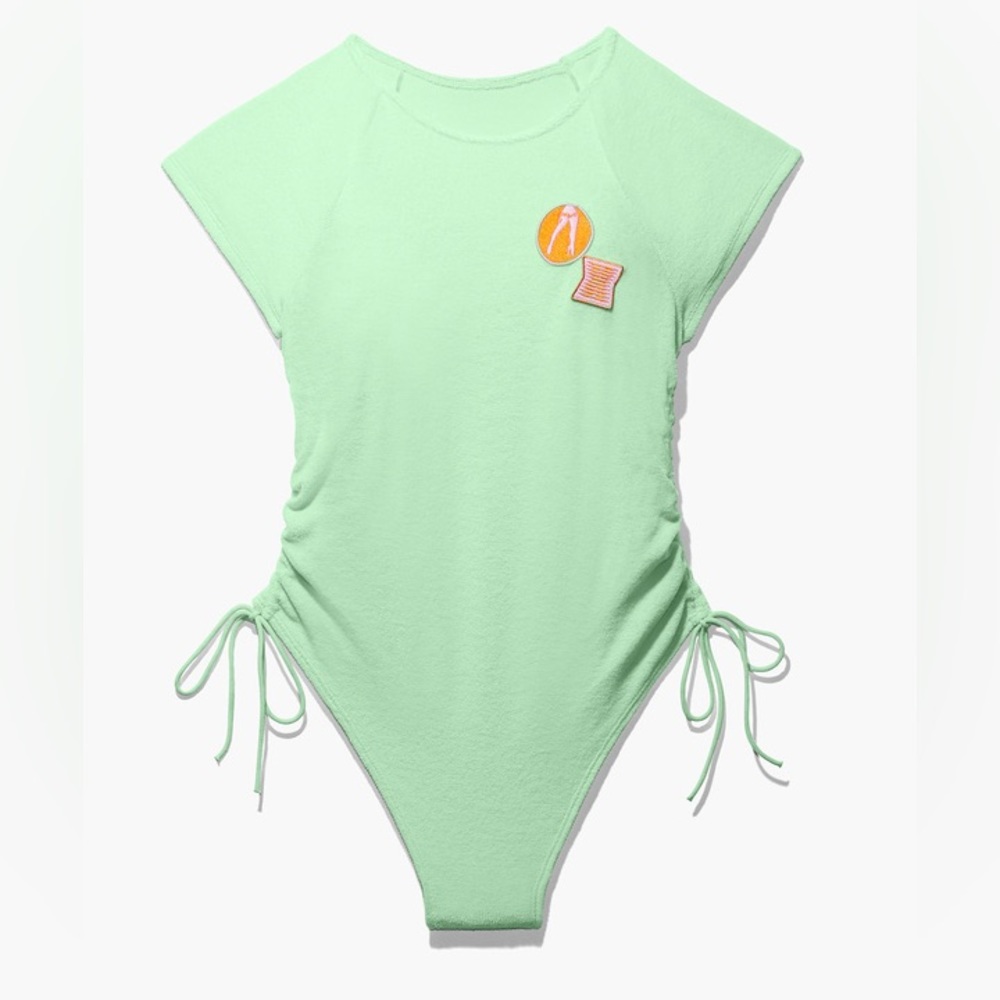 70s Inspired French Terry Body/swimsuit | Miami Green | XL